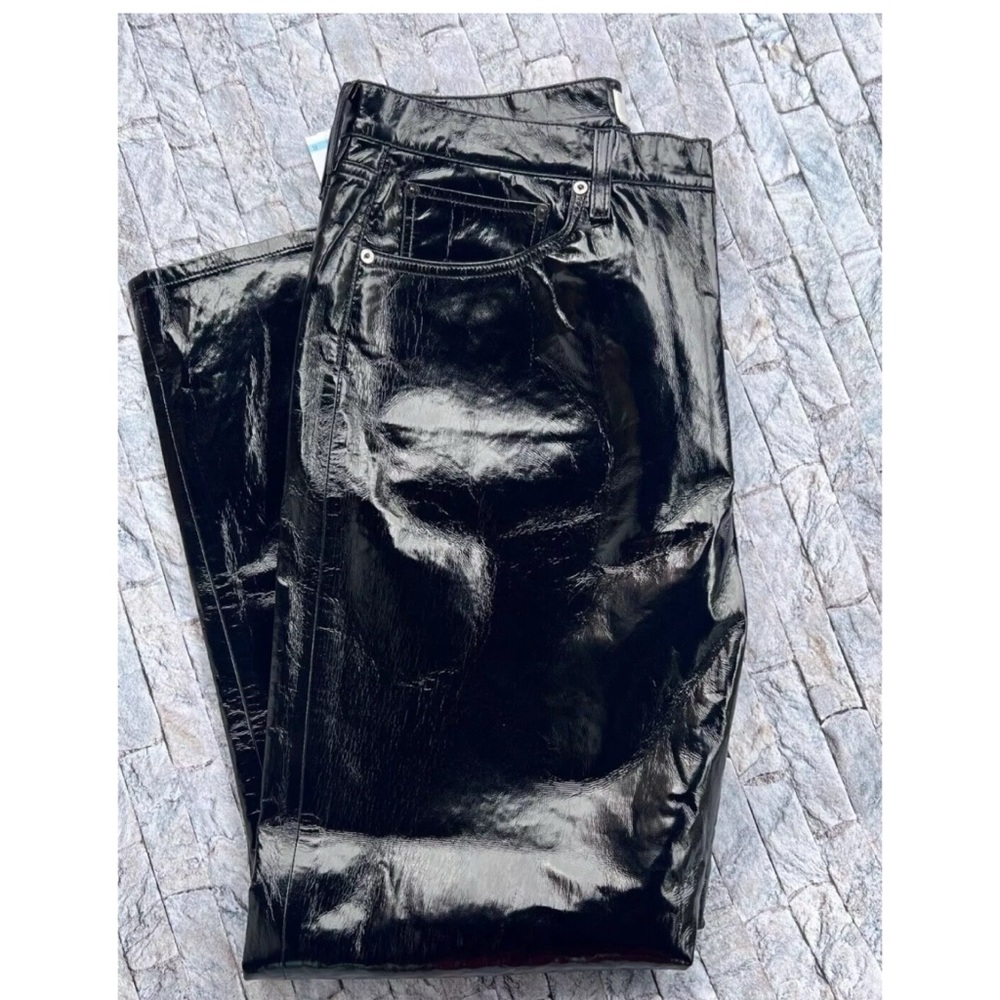 AGOLDE 90s Pinch Waist Recycled Leather Pants High Rise Detox Sz 34 - Picture 7 of 11